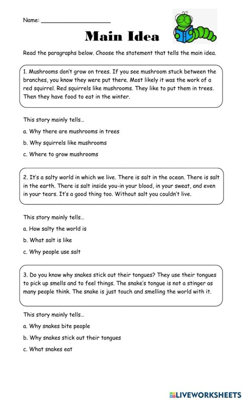 Reading Comprehension Main Idea, Main Idea Worksheets 2nd Grade, Main Idea Worksheet 3rd Grade, Main Idea And Details Worksheet, Main Idea And Details Anchor Chart, Main Idea Third Grade, Main Idea Lessons, Main Idea Activities, Reading Main Idea