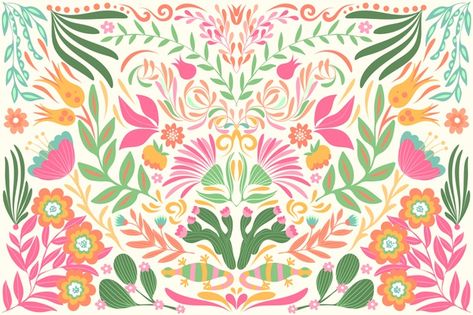 Flat design colorful mexican wallpaper t... | Free Vector #Freepik #freevector #background #floral #flowers #design Wallpaper Backgrounds Mexican Art, Mexican Flowers Illustration, Mexican Flower Background, Latina Aesthetic Wallpaper, Mexican Floral Pattern Flower Embroidery, Mexican Wallpaper, Latina Aesthetic, Pink And White Background, Watercolor Flower Background