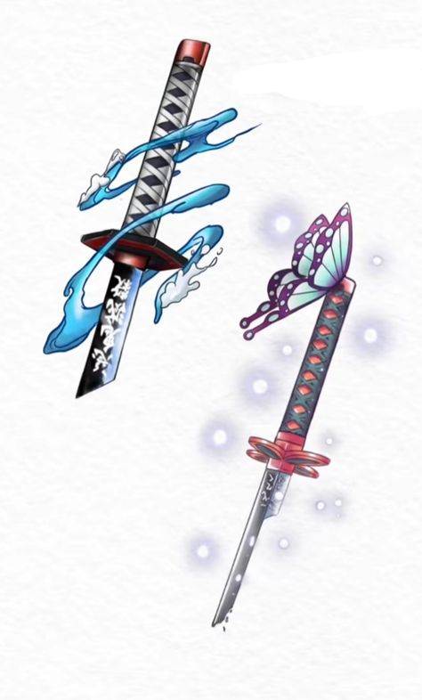 Giyuu Tattoo Ideas, Demon Slayer Swords Sketch, Giyu Tomioka Tattoo, Demon Slayer Items, Shinobu Tattoo Ideas, Giyuu Tomioka Tattoo, Shinobu Tattoo, Demonslayer Tattoo, Demon Slayer Swords