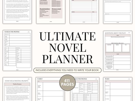 Introducing our comprehensive Novel Planner, an essential tool for authors. This fillable book writing kit includes everything you need to outline, plot, and organize your novel effectively. From plot outline sheets to guided book writing prompts, our novel planner ensures every aspect of your story is meticulously planned, empowering you to create with clarity and purpose. This comprehensive novel planner is the ultimate author planner for every aspiring author, including pages from our; *Novel Planning A Novel, Novel Planning Templates, Novel Planner Template, Novel Writing Schedule, Book Writing Prompts, Writer Block, Outline Writing, Writing Planner Novel, Novel Outline