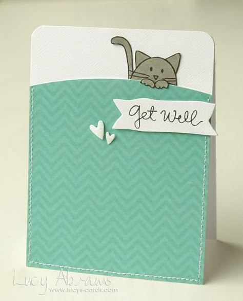 Get Well Kitty by LucyAbrams - at Splitcoaststampers Recovery Cards, Get Well Soon Cards, Cat Cards, Card Making Inspiration, Animal Cards, Get Well Cards, Get Well Soon, Simon Says Stamp, Card Layout