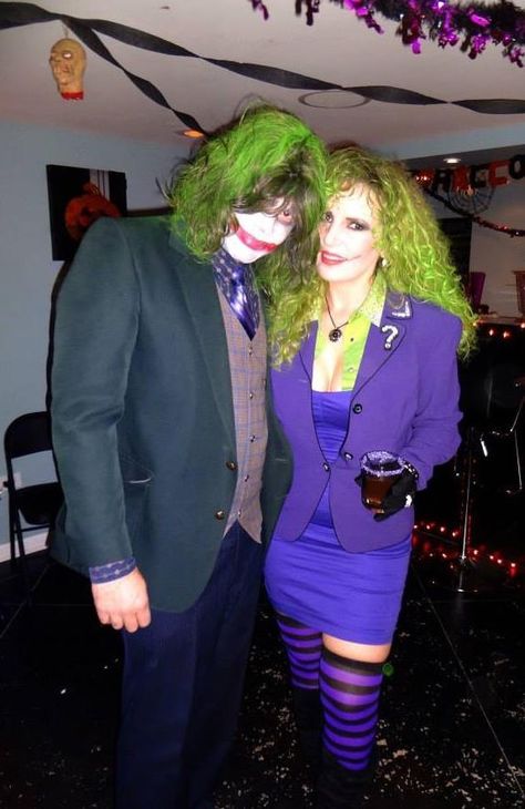 Diy Halloween costume  Mrmrsjoker  Joker  Home made Halloween costume Couples costume Female Joker Costume Diy, Lady Joker Costume, Joker Costume Diy, Female Joker Costume, Native American Halloween Costume, Costume Couples, Female Joker, Girl Group Costumes, Diy Couples Costumes