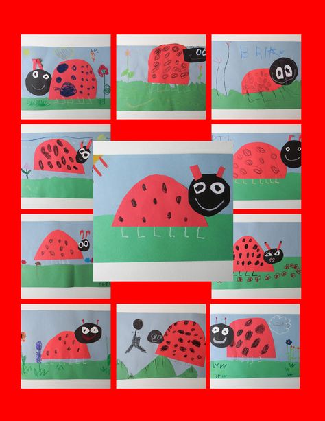 Ladybugs Kindergarten, Kindergarten Collage, Insects Kindergarten, Bugs Preschool, Kindergarten Art Lessons, Insect Crafts, Insects Theme, Ladybug Crafts, Worksheets For Preschool