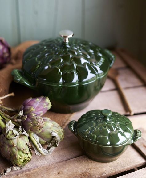 Staub Dutch Oven, Meadow Cottage, Staub Cookware, Goth Cottagecore, Serving Ideas, Ceramic Bakeware, Green Meadow, French Dishes, Cast Iron Dutch Oven