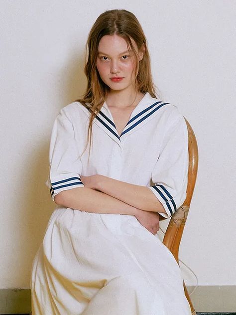 Vintage Sailor Dress, Minimal Classic Style, Marine Dress, Nautical Outfits, Pleats Skirt, Lesbian Fashion, School Uniform Outfits, Vintage Sailor, Sailor Dress