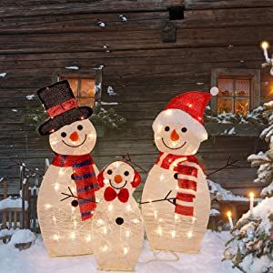 Pre-Lit Light Up Snowman Family, 60 Lights Christmas Collapsible Snowman Outdoor Decoration, Outdoor Lighted Snowman Christmas Yard Decorations Outdoor Lighted Snowman, Snowman Outdoor Decorations, Kids Tree Ornaments, Inflatable Christmas Decorations Outdoor, Christmas Garden Decorations, An Nou Fericit, Snowman Family, Set Decoration, Snowman Christmas Decorations