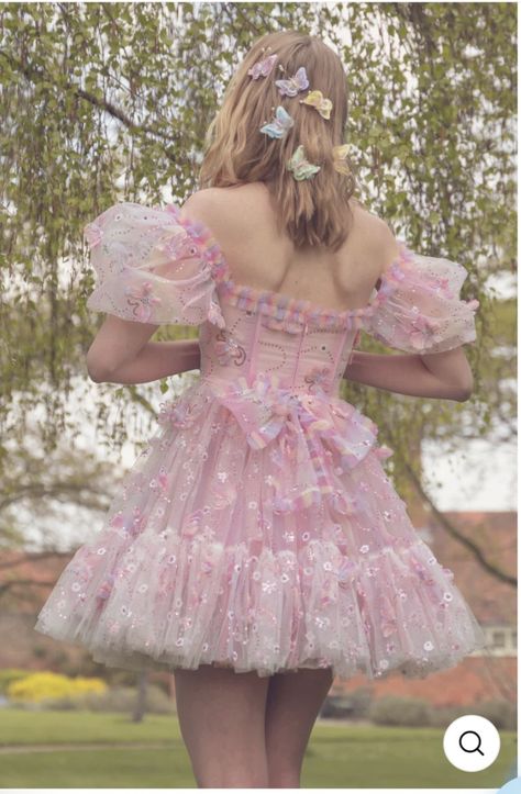 Mini Dress With Train, Cute Mini Skirt Outfits, 80s Inspired Outfits, Short Frocks, Rainbow Fairy, Pleated Tulle, Dress With Train, Mini Homecoming Dresses, Frilly Dresses