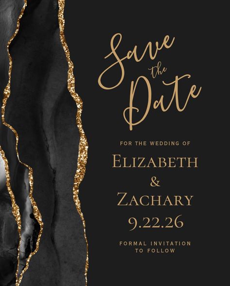 Vintage Wedding Cards, 21st Birthday Invitations, Rose Gold Confetti, Save The Date Photos, Black Invitation, Aesthetic Template, Wedding Prep, Save The Date Card, Gold Wedding Invitations