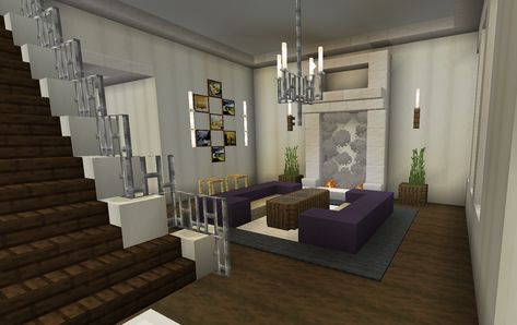 Minecraft Penthouse, Minecraft Apartment Interior, Minecraft Lounge Room, Minecraft Mansion Interior, Minecraft Living Room Ideas Modern, Minecraft Floors, Minecraft Modern Interior, Minecraft Living Room Design, Minecraft Apartment