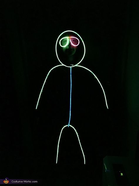 Glow Stick Figure Costume Diy, Stick Figure Costume Diy, Stick Costume, Stick Figure Costume, Sweatpants And Sweatshirt, Glow Stick Party, Diy Glow, Valentine Diy, Costume Works