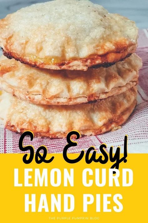 These Easy Lemon Hand Pies are so simple to make! Using a jar of lemon curd and ready-made pie crust (or you can make your own, recipe included!) these mini pies bake in 25 minutes! These hand pies full of lemon goodness are great for picnics, for a quick afternoon treat, and would look darling on a party dessert table. #EasyLemonHandPies #LemonPieRecipe #Recipes #HandPies #ThePurplePumpkinBlog Using Lemon Curd, Lemon Hand Pies, Recipe Using Lemons, Ready Made Pie Crust, Lemon Pie Recipe, Dessert Spread, Purple Pumpkin, Party Dessert Table, Mini Pies