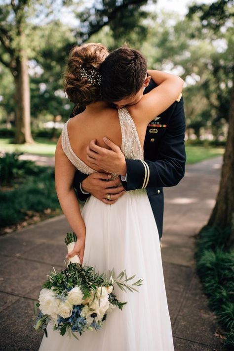 Military Wedding Photos, Forsyth Park Savannah Wedding, Raf Wedding, Military Wedding Army, Military Weddings, Army Wedding, First Look Photos, Marine Wedding, First Look Wedding