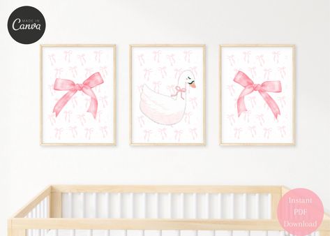 Coquette nursery decor, the 2024 nursery trend for the sweet baby girls to come. #nurserytrends2024 #coquette wall decor Baby Girl Bow Theme Nursery, Bow Nursery Theme Girl, 2024 Nursery, Coquette Nursery, Bow Nursery, Charming Nursery, Coquette Decor, Nursery Decor Pink, Nursery Vintage