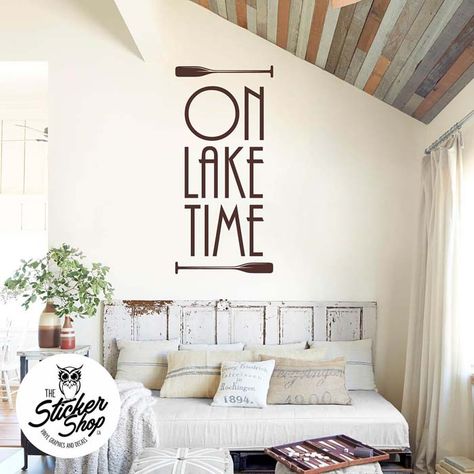 Lake House Decal Lake Cottage Decor, Lake House Living Room, Lake House Bedroom, Lake Theme, Lake House Wall Art, Decoration Plants, Lake House Interior, House Decals, Lake Time