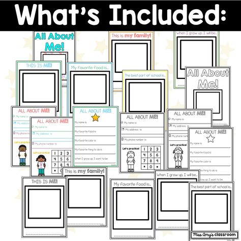 🌟NEW BUNDLE!!🌟All About Me Memory Pages, Monthly Self-Portraits and 1st/Last Day Drawings will make it easy for you to start preschool memory books the first week of school! 🧒 🖍️👦 #preschool #allaboutme #firstweekofschool https://www.teacherspayteachers.com/Product/Preschool-Kindergarten-All-About-Me-Memory-Books-Back-to-School-End-of-Year-11913421 First Week Of School Preschool, Preschool Memory Book, All About Me Book, First Week Of School, All About Me, Book Template, When I Grow Up, First Week, Preschool Kindergarten