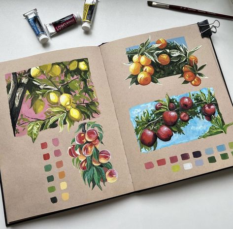 Make Stickers, Gcse Art Sketchbook, Gouache Illustrations, Gouache Art, Fruit Painting, Illustrator Illustration, Sketchbook Inspiration, Art Inspiration Painting, Gouache Painting