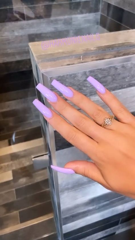 One Colour Acrylic Nails Coffin, Acrylic Nails For Black Women Dark Skin, 1 Colour Acrylic Nails, Nails Long Square Acrylics, Lavender Coffin Nail Ideas, One Colour Acrylic Nails, One Color Acrylic Nails, Nails Long Purple, Valentines Nails Designs Short