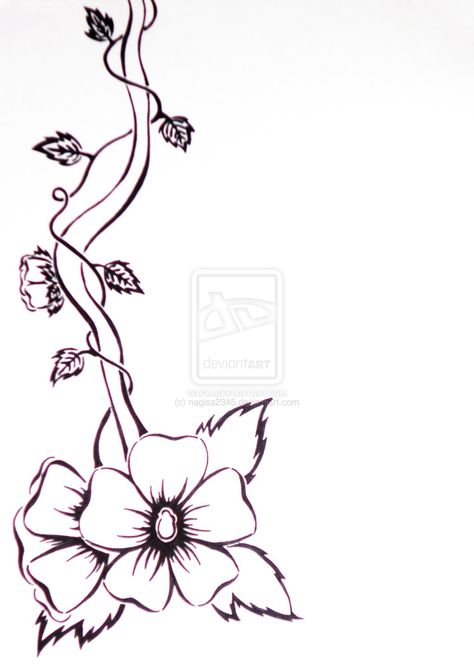 Easy Flower Vine Drawings, Flower Vines Drawings, Flower Vine Drawing, Realistic Flower Tattoo, Vine Drawing, Flower Vines, Pencil Drawings Of Flowers, Tree Drawings Pencil, Flower Graphic Design