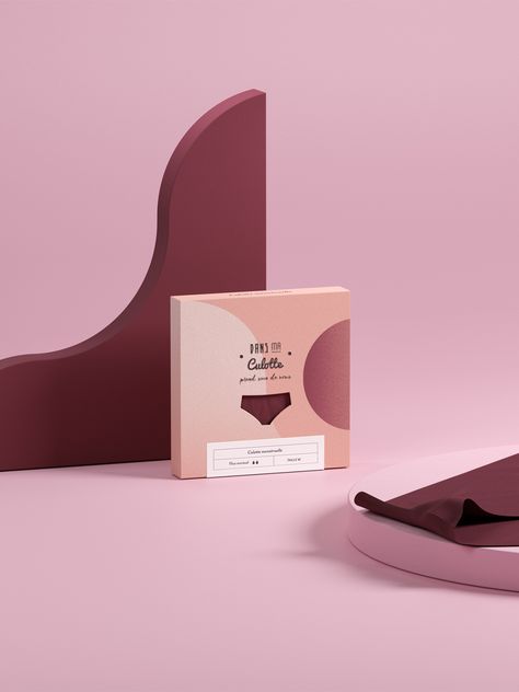 Panty Packaging Design, Period Packaging Design, Menstrual Cup Packaging, Periods Illustration, Panty Packaging, Period Packaging, French Moodboard, Bra Packaging, Spa Packaging