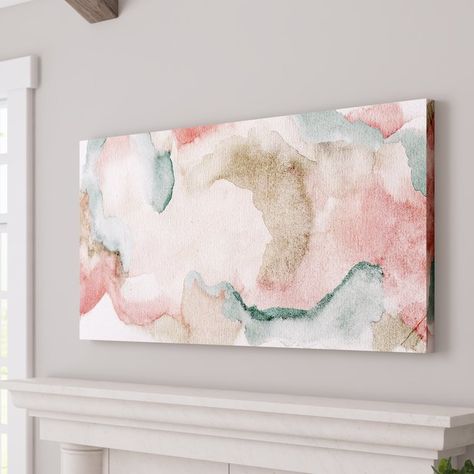 Blush And Teal Thoughts Painting Print on Wrapped Canvas Thoughts Painting, Teal Bedroom, Scrapbook Room, Shabby Chic Bedroom, Decor Pillows, Contemporary Modern Art, Oliver Gal, New Wall, My New Room