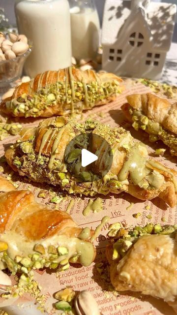 Holly Jade on Instagram: "PISTACHIO CREAM CROISSANTS🥐 YAY or NAY? Who wants one? 
Follow @thelittleblogofvegan for the best vegan recipes! 

Pistachio cream filled puff pastry croissants are super easy to make, with flakey puff pastry, homemade pistachio cream topped with a pistachio drizzle & more pistachios!🤤 Vegan, No-Egg, No-Dairy, easy & gluten-free option! You’ll love them!

🥐Get the full recipe on my website: thelittleblogofvegan.com 
Type ‘Pistachio Cream Croissant’ in the search bar of my site.

#pistachio #croissant #puffpastry #easyrecipes" Pistachio Cornetto, Puff Pastry Croissants, Cream Filled Puff Pastry, Filled Puff Pastry, Puff Pastry Croissant, Cream Croissant, Pistachio Croissant, Puff Pastry Filling, Croissant Recipe