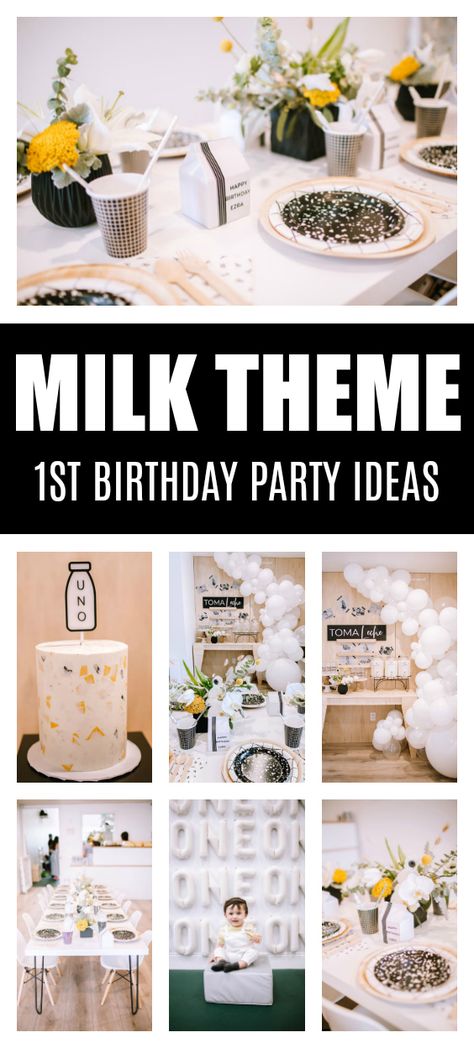 Milk Themed 1st Birthday Party #birthday 1st Birthday Party Ideas, 1st Birthday Boy Themes, 1st Birthday Party Favors, Chic Birthday Party, Themed 1st Birthday, Boys First Birthday Party Ideas, First Birthday Pictures, Birthday Party Design, 1st Birthday Themes