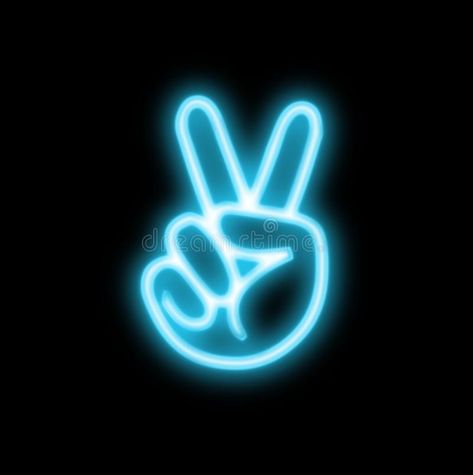 Hand neon peace sign. Hand blue neon peace symbol on black #Sponsored , #ad, #sponsored, #neon, #symbol, #black, #peace Neon Peace Sign, Neon Widgets, Wp Sticker, Spotify Design, Neon Symbol, Neon Png, Blue Neon Lights, Peace Sign Hand, Black Illustration