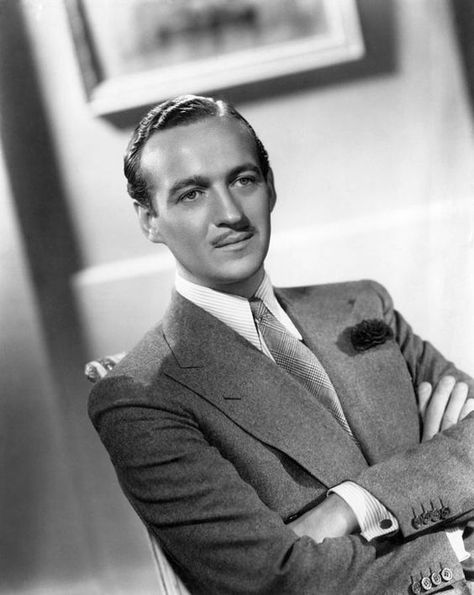 DAVID NIVEN Thirties Fashion, David Niven, English Gentleman, Hollywood Men, Classic Movie Stars, Dapper Day, British Actors, Hollywood Actor, Fashion Images