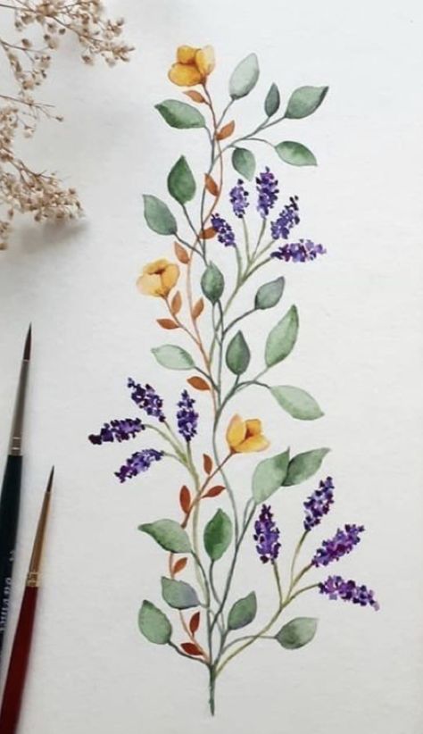 Flower Vine Painting, Vine Painting, Floral Painting Videos, Cats Art Drawing, A Level Art Sketchbook, Flower Art Drawing, Diy Watercolor Painting, Floral Drawing, Watercolor Flower Art