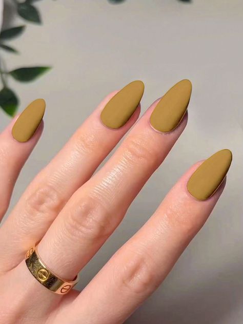 Multicolor  Collar   Striped 3D Nails Embellished   Beauty Tools Mustard Colored Nails, Matte Mustard Nails, Mustard Yellow Tip Nails, Fall Mustard Nails, Yellow Nails Mustard, 3d Nails, False Nails, Mustard Yellow, Beauty Tools