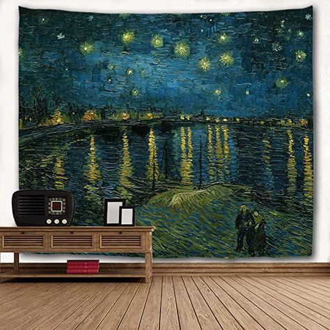 Dorm Room Tapestry, Trendy Artwork, Colorful Tapestry, Big Wall Art, Room Tapestry, Large Tapestries, Dorm Walls, Starry Night Van Gogh, Hanging Tapestry