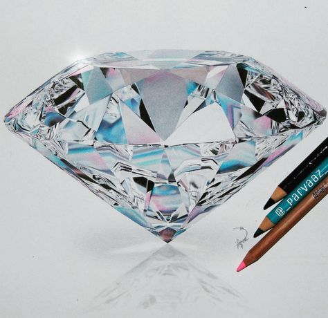 Hermoso diamante hecho a lapices de colores♥ Bone Dog, Drawing Color, Diamond Drawing, Jewelry Drawing, Fun Dog, 3d Drawings, Colored Pencil Drawing, Amazing Drawings, Color Pencil Art