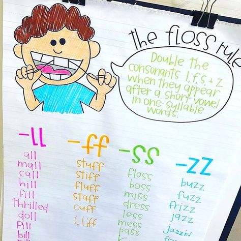 Floss Rule Anchor Charts First Grade, Hello Literacy, Double Consonants, Classroom Anchor Charts, Heads Together, Reading Anchor Charts, 2nd Grade Ela, Teaching First Grade, 2nd Grade Reading