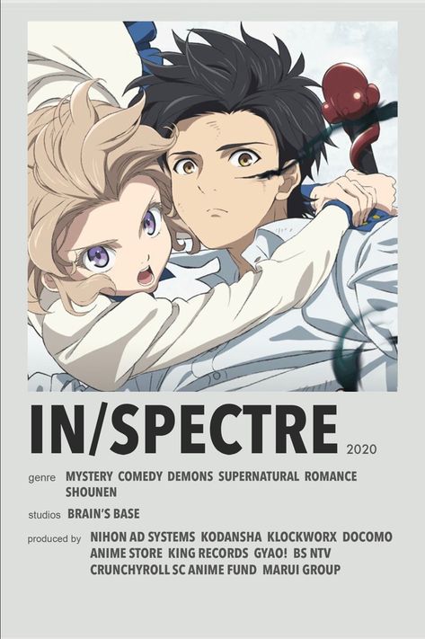 In/Spectre minimal anime poster Anime Test Subject, In Spectre Anime, In Spectre Manga, Anime Subtitles, Anime Sign, Anime Watchlist, Portrait Minimalist, In Spectre, Anime Wall Prints !!