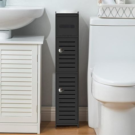 Amazon.com: TuoxinEM Small Bathroom Storage Cabinet for Small Spaces, Over The Toilet Storage Cabinet for Skinny Bathroom Storage Corner Floor, Slim Toilet Paper Storage Cabinet with 2 Doors & Shelves (Black) : Home & Kitchen Bathroom Storage Corner, Modern Shelf Design, Over The Toilet Storage Cabinet, Slim Bathroom Storage Cabinet, Small Bathroom Storage Cabinet, Toilet Storage Cabinet, Slim Bathroom Storage, Storage Corner, Over The Toilet Storage