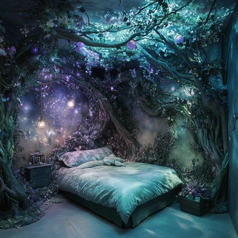 Enchanted Forest Bedroom, Forest Bedroom, Fairy Room, Fantasy Bedroom, Forest Decor, Hobbit House, Ceiling Decor, Enchanted Forest, The Hobbit