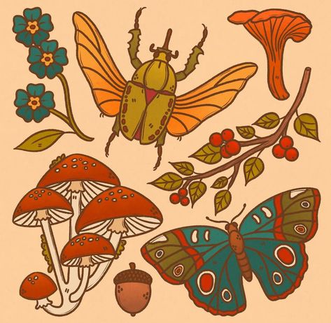 Entomology Art, Cute Canvas, Forest Floor, Sketchbook Art Inspiration, Funky Art, Cute Doodles, Art Sketchbook, Aesthetic Art, Art Inspo