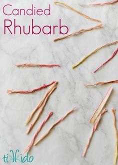 Delicious, sweet and tart candied and dried rhubarb is so easy to make! Candied Rhubarb, Roasted Rhubarb, Rhubarb Compote, Rhubarb Desserts, Rhubarb Recipes, Dehydrated Food, Garden Recipes, Dehydrator Recipes, Canning Recipes