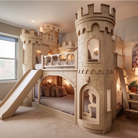 Castle Bed, Castle Bedroom, Amazing Bedroom Designs, Dream Bedroom Inspiration, Kids Room Interior Design, Kids Bedroom Inspiration, Dreams Beds, Kids Interior Room, Cute Bedroom Decor