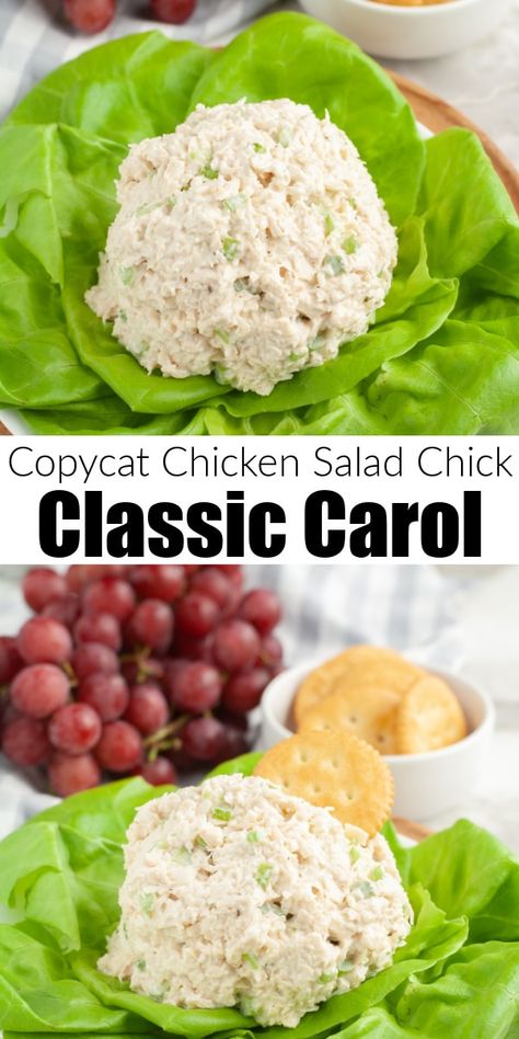 You can make your own copycat Chicken Salad Chick Classic Carol with this simple recipe. This simple chicken salad recipe is so good and all you need are a few easy ingredients. Classic Carol Chicken Salad Chick Recipe, Classic Carol Chicken Salad, Chicken Salad Chick Recipe Copycat, Copycat Chicken Salad Chick, Copycat Chicken Salad, Simple Chicken Salad Recipe, Chicken Salad Chick Recipe, Canned Chicken Salad Recipe, Simple Chicken Salad