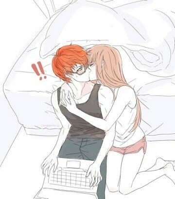 707 X Mc, Seven Mystic Messenger, Luciel Choi, Mystic Messenger Characters, Mystic Messenger Comic, Mystic Messenger Fanart, Mystic Messenger Memes, Mystic Messenger 707, Anime Love Couple