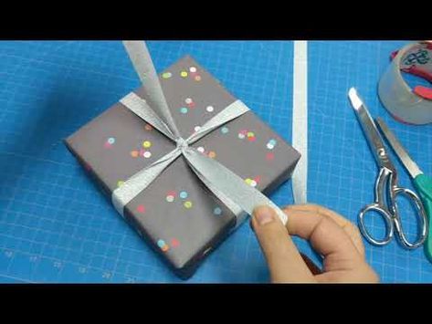 Tie A Box With Ribbon, Wrap A Box With Ribbon, Tying Ribbon Around Boxes, How To Wrap A Gift Box With Ribbon, Ways To Tie A Ribbon, Ribbon On Presents, Tie Bows With Ribbon, Birthday Party Paper Decorations, How To Make A Ribbon Bow