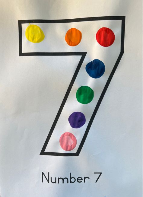 Number Arts And Crafts Preschool, Number 6 Crafts For Toddlers, Number 7 Activity For Preschool, Number 7 Activity, Number 7 Crafts For Preschoolers, Number 7 Craft, Number 7 Activities For Preschool, Cork Painting, Numbers Craft