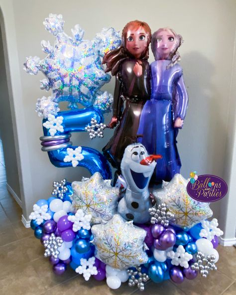 Frozen Balloon Decorations Birthday, Frozen Balloon Bouquet, Frozen Balloon Decorations, Floor Bouquet, Balloon Decorations Birthday, Frozen Things, Frozen Balloons, Party Balloons Diy, Balloons Bouquet