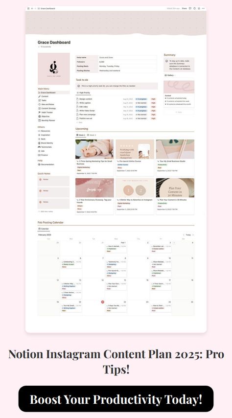 Notion Instagram content plan for 2025. Pro tips included! Learning Template, Free Notion Templates, Notion Ideas, Notion Template Ideas, Content Plan, Task To Do, Notion Templates, Notion Template, Content Planning