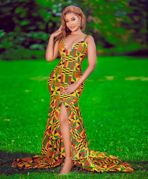 #HOTSHOTS: Watch Tanzanian Hottie Hamisa Mobetto Slays This Kente Print Gown/Dress Most Fabulously | FashionGHANA.com: 100% African Fashion Congolese Fashion, African Prom Dress, African Party Dresses, Kente Dress, African Prom Dresses, African Wedding Dress, Printed Gowns, Womens Prom Dresses, Women's Outfits