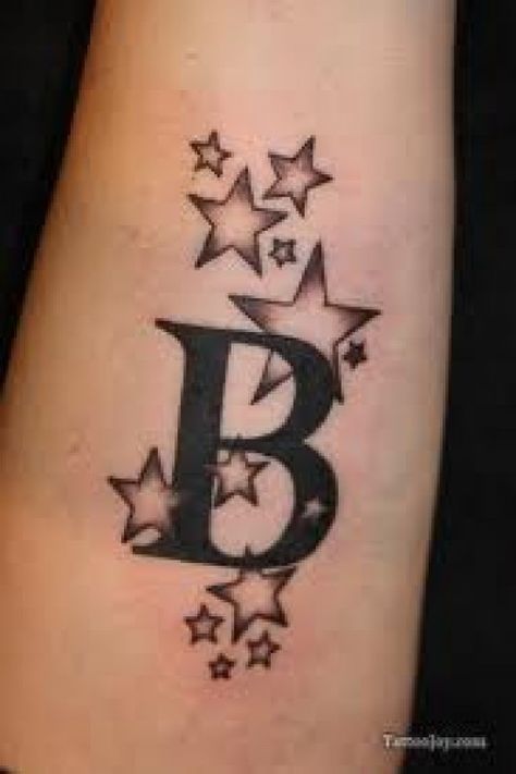 Initial tattoos and lettering tattoos can be designed in a variety of different ways. Initial tattoo designs are worn by both men and women. They usually hold symbolic value to the wearer. Initial tattoos can represent your own initials or the... Initial Tattoo Designs, Letter B Tattoo, Tattoo Side, Star Tattoo Meaning, Letter Tattoos, Tattoo Wall Art, Diy Tattoo Permanent, Tattoo Pictures, The Letter B