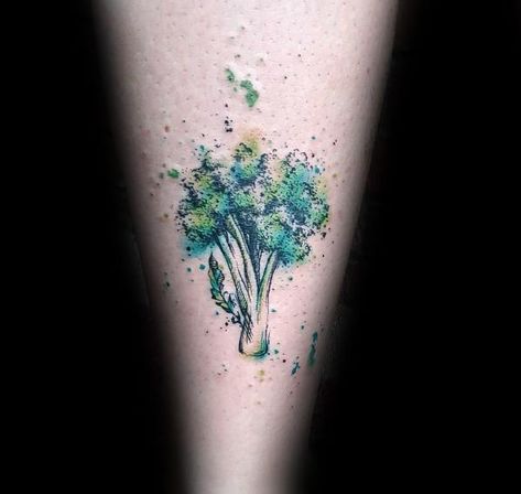 60 Broccoli Tattoo Ideas For Men - Vegetable Designs Vegetable Tattoo Ideas, Broccoli Tattoo, Veggie Tattoo, Tattoo Pulso, Vegetable Tattoo, Broccoli Flower, Culinary Tattoos, Rabe Tattoo, Ace Tattoo