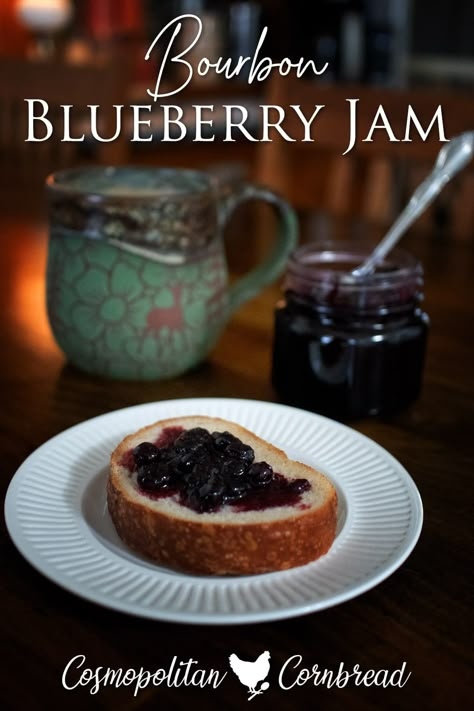 Blueberry Jam Recipes, Canning Instructions, Cosmopolitan Cornbread, Homemade Fig Jam, Homemade Bourbon, Christmas Basket Ideas, Pickles Canning, Blueberry Jelly, Low Sugar Jam