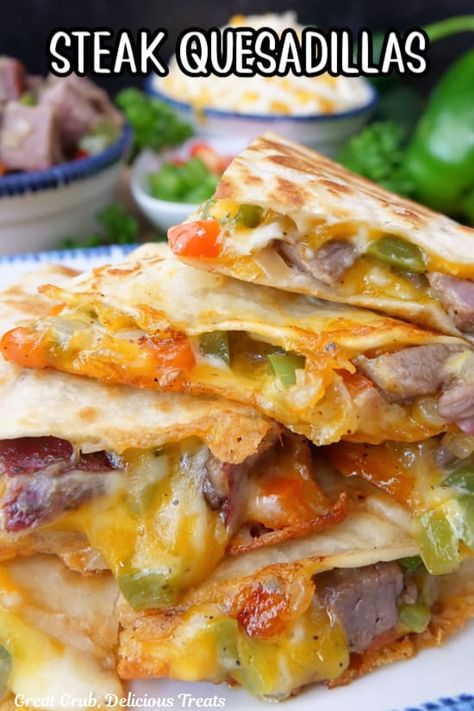 Best Classic Lasagna Recipe | Great Grub, Delicious Treats Steak Quesadilla Recipes, Steak Quesadillas, Steak Quesadilla, Pecan Cobbler, Leftover Steak, Leftover Beef, Quesadilla Recipe, Tender Steak, Easy Steak